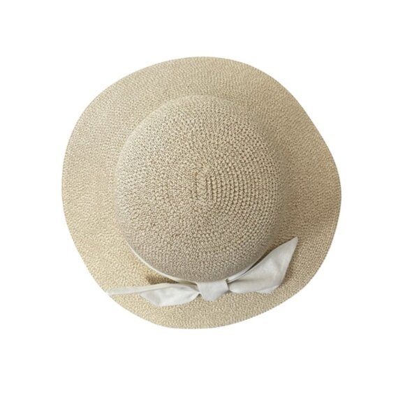 NWT Woven sunhat with ivory ribbon 3.5 inch brim size L - Picture 8 of 14